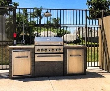 Gas bbq grill and lounge areas